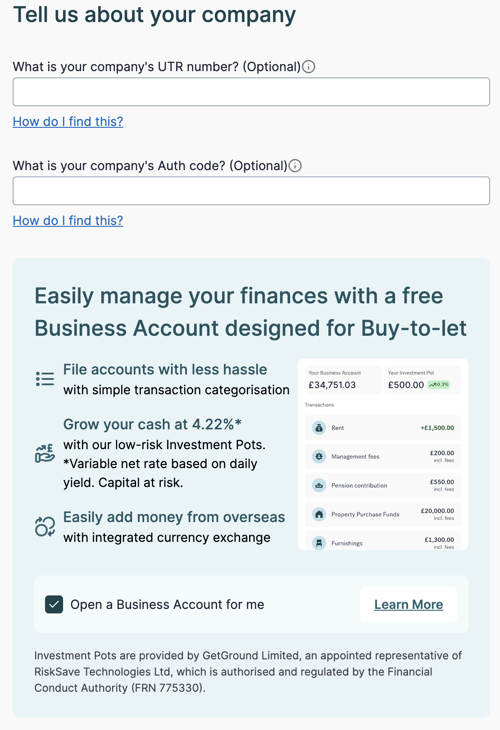 Tell Us About Your Company Screenshot Mockup