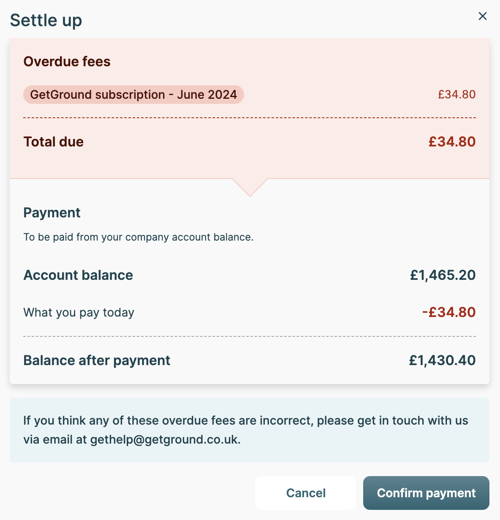 Overdue fees screenshot