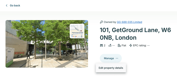 Dashboard Property Details Card
